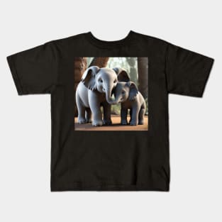 Mother And Baby Elephant Kids T-Shirt